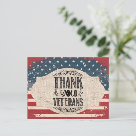 Carte postale de remerciement aux vétérans (Debout devant)