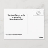 Carte postale de remerciement aux vétérans avec ph (Dos)