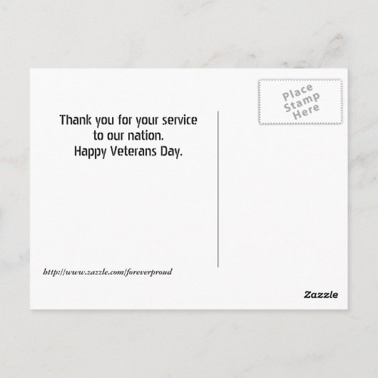 Carte postale de remerciement aux vétérans avec ph (Dos)
