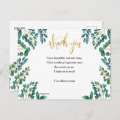 Carte postale de remerciement avec feuillage (Devant / Derrière)