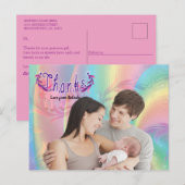 Carte postale de remerciement avec photo de bébé f (Devant / Derrière)