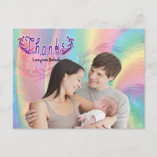 Carte postale de remerciement avec photo de bébé f (Devant)