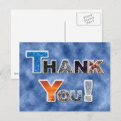 Carte postale de remerciement bleu coloré (Devant / Derrière)