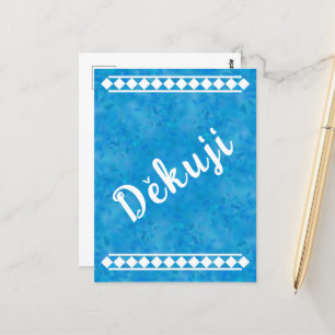 Carte postale de remerciement bleue tchèque