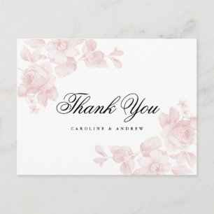 Carte postale de remerciement botanique rose vinta