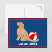 Carte postale de remerciement Chien Retriever doré (Devant / Derrière)