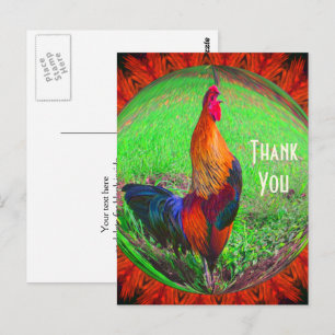Carte postale de remerciement Coq Abstrait Nature
