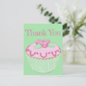 Carte postale de remerciement Cupcake rose vert (Debout devant)