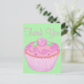 Carte postale de remerciement Cupcake rose vert 3 (Debout devant)