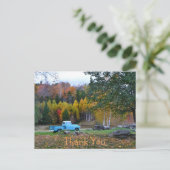 Carte postale de remerciement de camion bleu vinta (Debout devant)