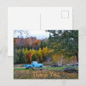 Carte postale de remerciement de camion bleu vinta (Devant / Derrière)