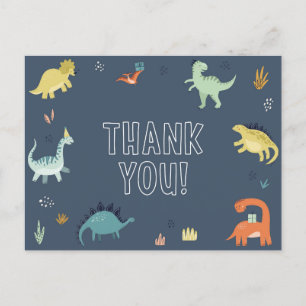Carte postale de remerciement de dinosaure mignon