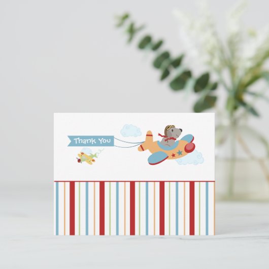 Carte postale de remerciement de garçon pilote de (Debout devant)