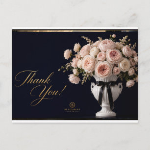Carte postale de remerciement de luxe Roses rose