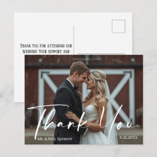 Carte postale de remerciement de mariage avec phot