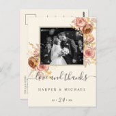 Carte postale de remerciement de mariage avec phot (Devant / Derrière)