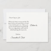 Carte postale de remerciement de mariage manuscrit (Dos)