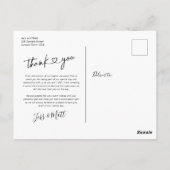 Carte postale de remerciement de mariage minimalis (Dos)