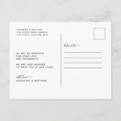 Carte postale de remerciement de mariage minimalis (Dos)