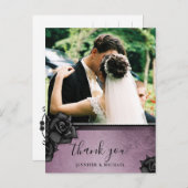 Carte postale de remerciement de mariage Purple Go (Devant / Derrière)