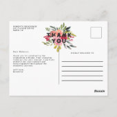 Carte postale de remerciement de remise de diplôme (Dos)