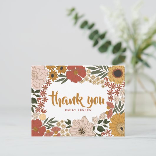 Carte postale de remerciement d'illustration flora (Debout devant)