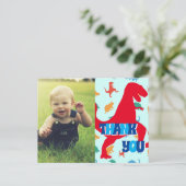 Carte postale de remerciement dinosaure pour enfan (Debout devant)