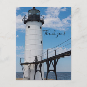 Carte postale de remerciement du phare de Manistee
