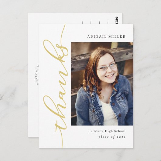 Carte postale de remerciement éditable couleur sur (Devant / Derrière)