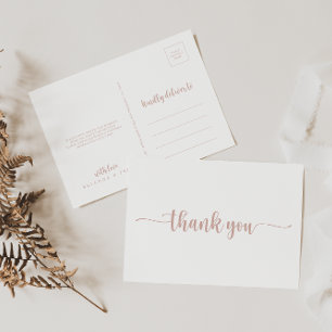 Carte postale de remerciement en calligraphie Or r
