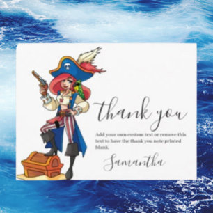 Carte postale de remerciement Fille Pirate