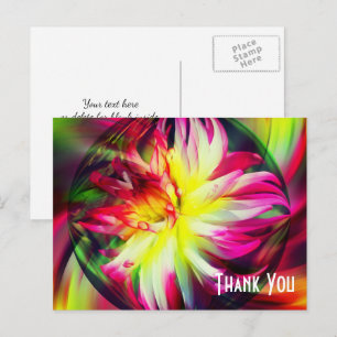 Carte postale de remerciement fleur abstraite Dahl