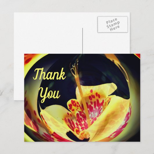 Carte postale de remerciement fleur abstraite de l (Devant / Derrière)