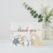 Carte postale de remerciement florale Bleue Vintag (Debout devant)