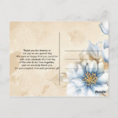 Carte postale de remerciement florale Bleue Vintag (Dos)