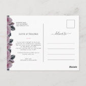 Carte postale de remerciement florale romantique a (Dos)