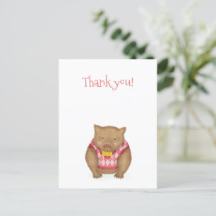 Carte postale de remerciement mignon wombat