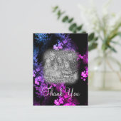 Carte postale de remerciement photo florale rose é (Debout devant)