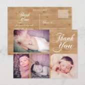 Carte postale de remerciement photo pour bébé en b (Devant / Derrière)