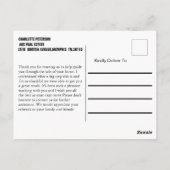 Carte postale de remerciement pour agence immobili (Dos)