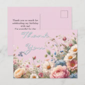 Carte postale de remerciement pour anniversaire av (Devant / Derrière)