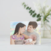 Carte postale de remerciement pour bébé fille (Debout devant)