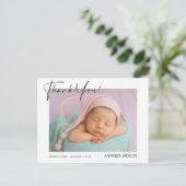 Carte postale de remerciement pour photo de bébé m (Debout devant)