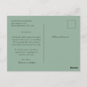 Carte postale de remerciement rétro vert sauge en  (Dos)