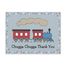 Carte postale de remerciement Train - Rouge, Blanc
