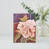 CARTE POSTALE DE REMERCIEMENTS ROSE VINTAGE (Debout devant)