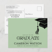 Carte postale de remise de diplôme avec un pompon (Devant / Derrière)