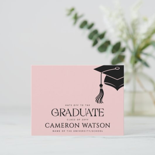 Carte postale de remise de diplôme avec un pompon (Debout devant)