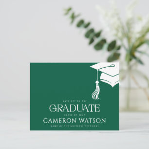 Carte postale de remise de diplôme avec un pompon 