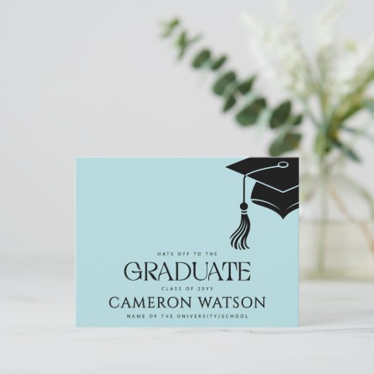 Carte postale de remise de diplôme avec un pompon (Debout devant)